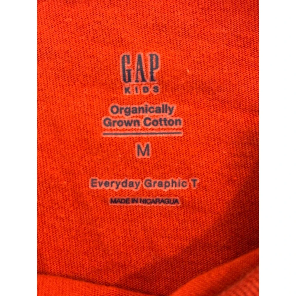 Gap Kids Halloween Monster Graphic Long Sleeve T-Shirt Orange Red Size M